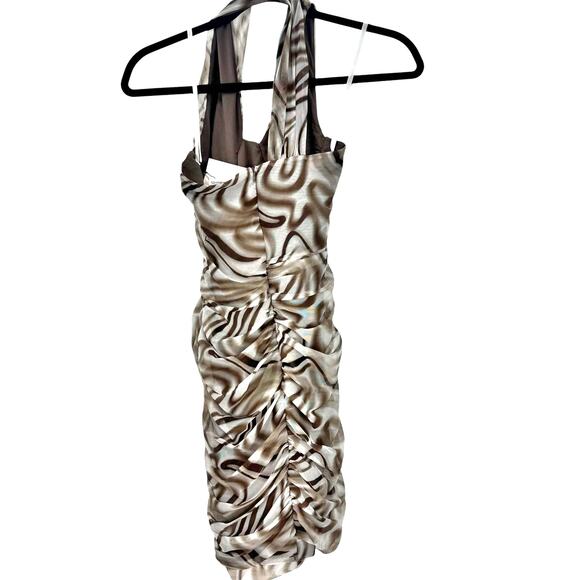 Superdown Kasey Mesh Mini Dress Sleeveless Abstract Print Gray Brown Size XS NWT - Picture 6 of 10